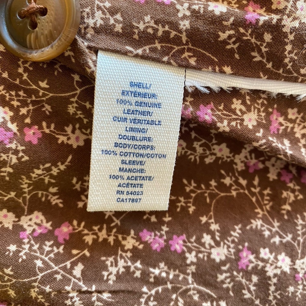 Y2K Old Navy Leather Jacket Womens L Brown Genuine Leather Biker Chic Western - Picture 7 of 8